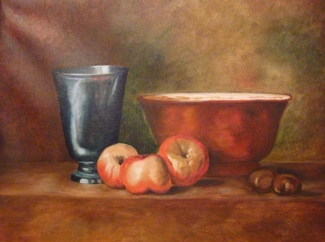 166 Zátiší s miskou / Stilllife - copy / 30 x 40 cm / olej na plátně / oil on canvas