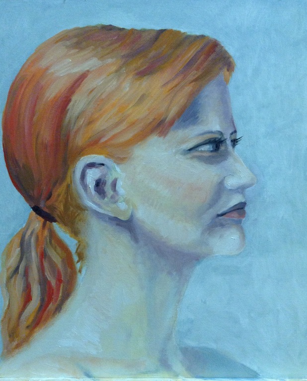 353 Zrzka / Red hair girl / olej na desce / oil on board