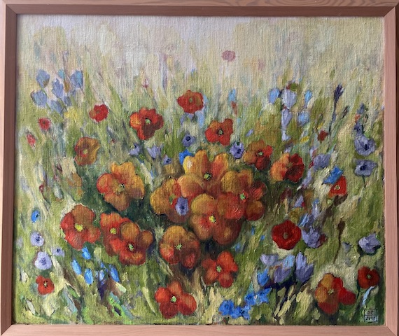 17 Vlčí máky / Poppies / 50 x 60cm / olej na desce / oil on board / rámováno - framed